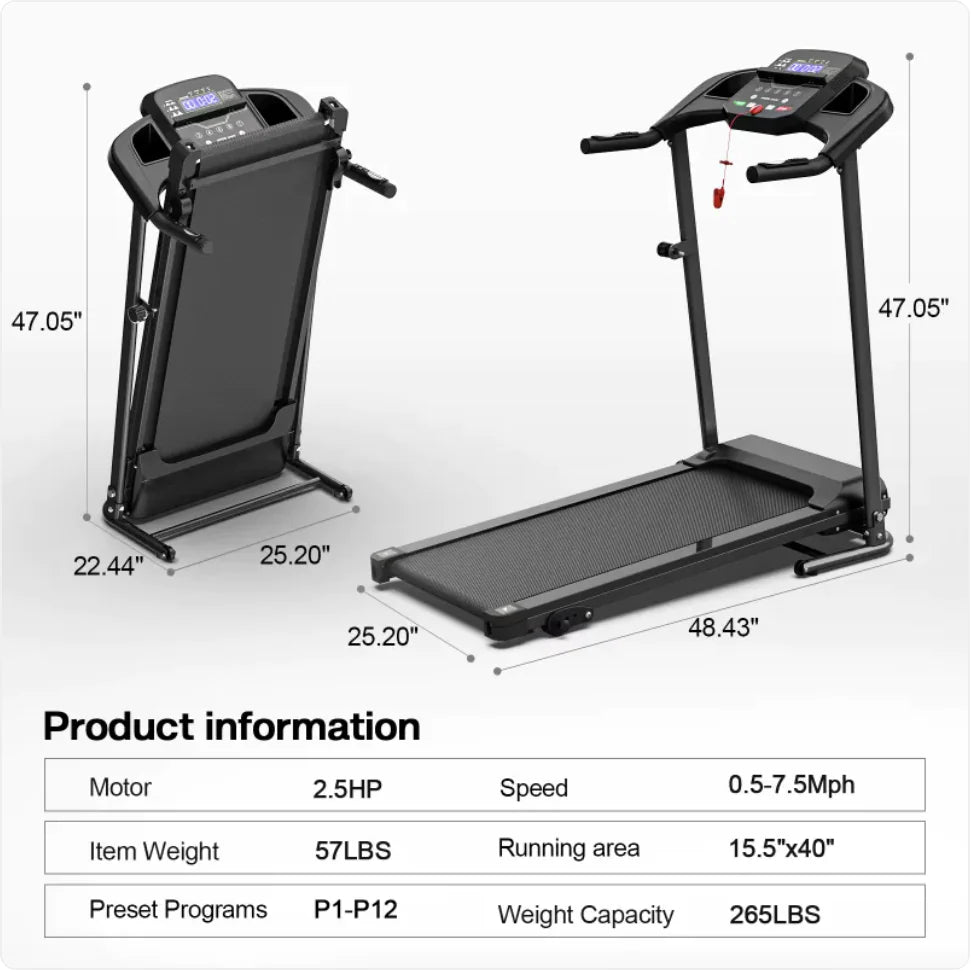 Folding Treadmill with Pulse Sensor